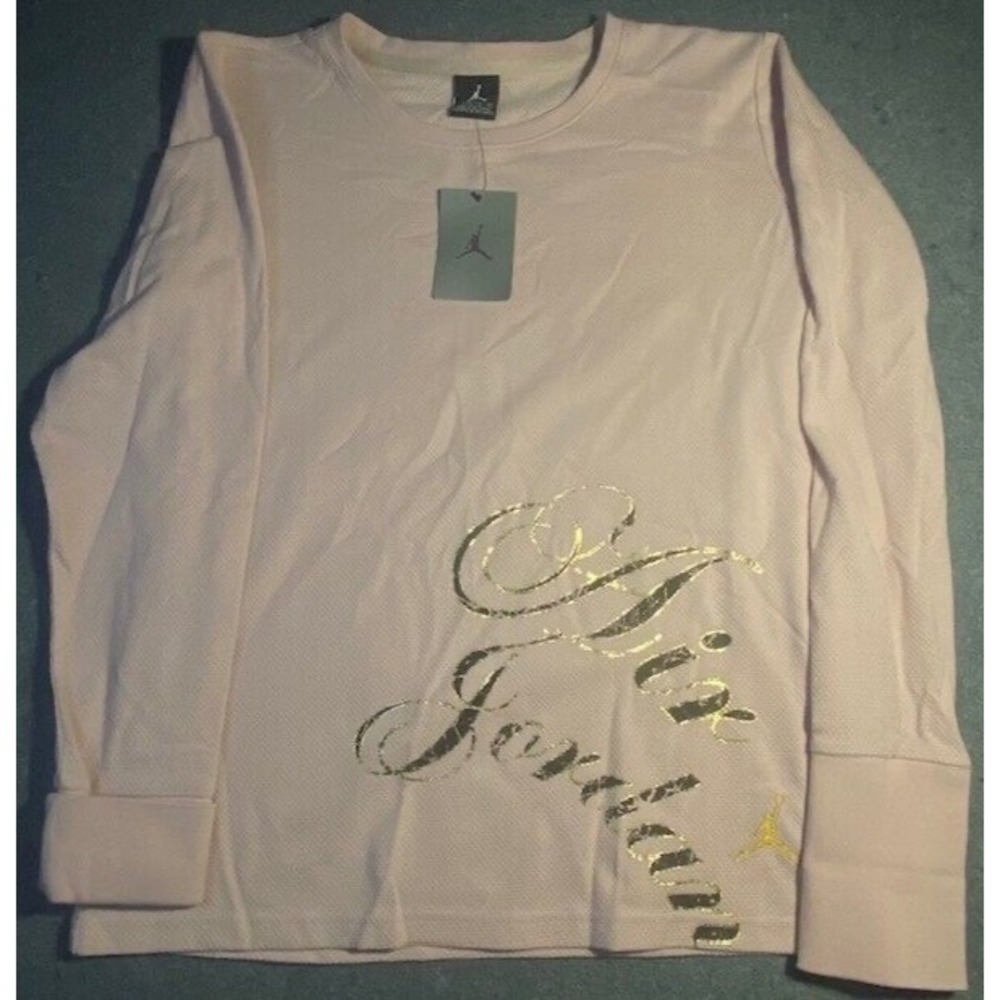 MICHAEL JORDAN jump man WOMEN L (12-14) LONG SLEEVE PINK pullover - Picture 3 of 10